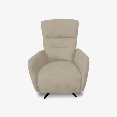 Furniture Village Designer Chair Collection Le Mans Fabric Dual Power Recliner Swivel Chair - R32 Light Khaki