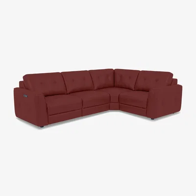 Furniture Village World of Leather - Drift Small Leather Power Glider Right Hand Facing Corner Sofa - BV Deep Red - Sofas and Armchairs - In Time for Christmas