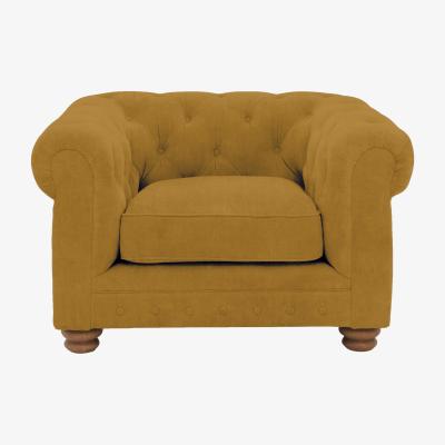 Furniture Village Alexander and James - Chesterfield Collection Hugo Fabric Chair - Turmeric - Oak Feet