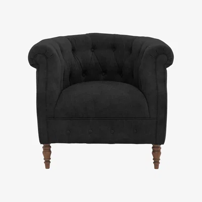 Furniture Village Alexander and James - Chesterfield Collection Calvin Fabric Chair - Chocolate - Dark Feet