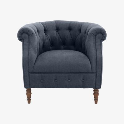 Furniture Village Alexander and James - Chesterfield Collection Calvin Fabric Chair - Linen Denim - Dark Feet
