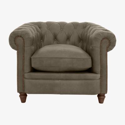 Furniture Village Alexander and James - Chesterfield Collection Ralph Leather Chair - Bluster with Studs - Dark Feet