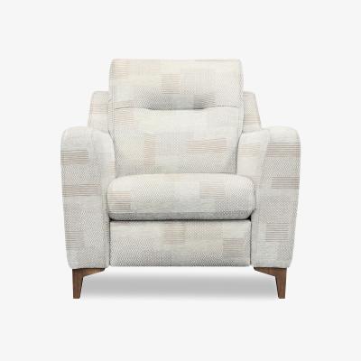 Furniture Village G Plan - Arlo Fabric Chair - Checkers Putty with Walnut Feet