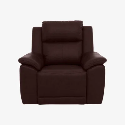 Furniture Village Utah Leather Power Recliner Chair with Headrest and Power Lumbar - Burgundy