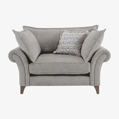 Furniture Village Boutique Splendour Fabric Snuggler - Meridian Silver with Grey Feet