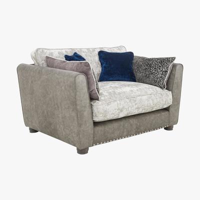 Furniture Village Inspiration Classic Back Snuggler Armchair with Studs - Grey - By Furniture Village