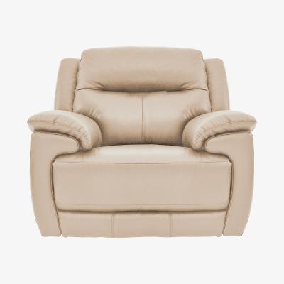 Furniture Village Touch Leather Manual Recliner Armchair - Beige- World of Leather