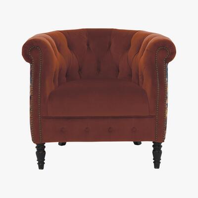 Furniture Village Alexander and James - Camden Collection Dukes Contrast Fabric Armchair - Orange