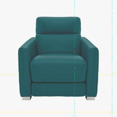 Furniture Village Vesper Leather Power Armchair with Power Headrest - Blue- World of Leather