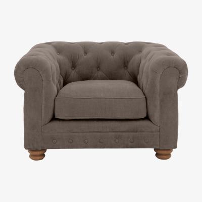 Furniture Village Alexander and James - Chesterfield Collection Hugo Fabric Chair - Wicker - Oak Feet