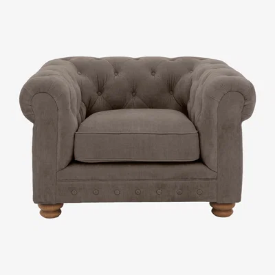Furniture Village Alexander and James - Chesterfield Collection Hugo Fabric Chair - Wicker - Oak Feet