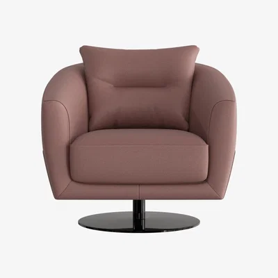 Furniture Village Nicoletti - Mimmo Leather Swivel Chair - Pink
