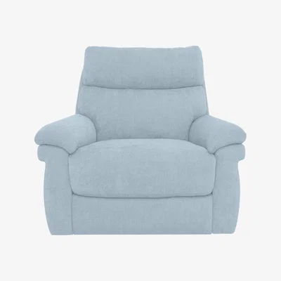 Furniture Village Comfort Story - Serene Fabric Power Recliner Chair with Headrest and Power Lumbar - Baby Blue