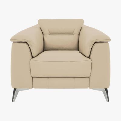 Furniture Village Sanza Leather Power Recliner Armchair with Power Headrest - Beige- World of Leather