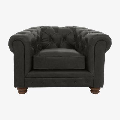 Furniture Village Alexander and James - Hugo Leather Chesterfield Chair - Saxon - Dark Feet