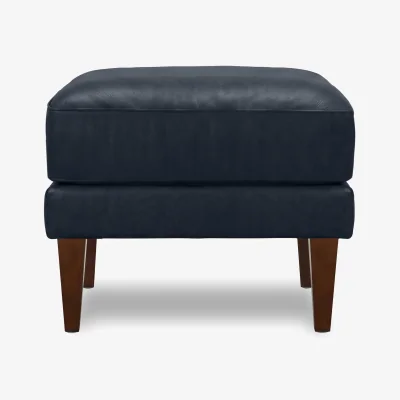 Furniture Village Aspen Leather Wing Chair Footstool - Navy - Sofas and Armchairs