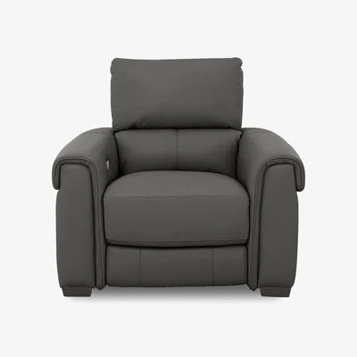 Furniture Village Nixon HW Leather Chair with Power Recliner - Charcoal Grey