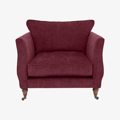 Furniture Village Boutique Chatterley Chair - Bolero Boysenberry with Walnut Castors