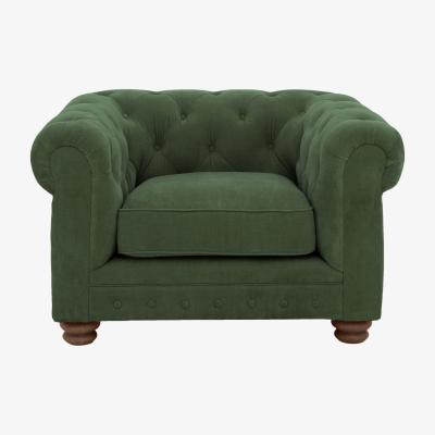 Furniture Village Alexander and James - Chesterfield Collection Hugo Fabric Chair - Highland Green - Dark Feet