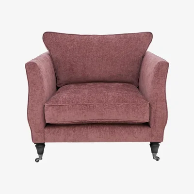 Furniture Village Boutique Chatterley Chair - Bolero Mulberry with Ebony Castors