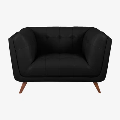 Furniture Village Rene Leather Cuddler Sofa - Black
