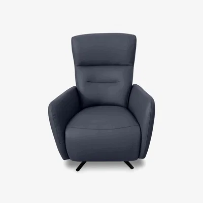 Furniture Village Designer Chair Collection Le Mans BV Leather Dual Power Recliner Swivel Chair - BV Ocean Blue