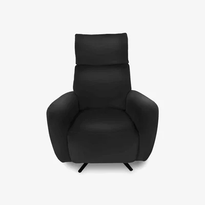 Furniture Village Designer Chair Collection Granada NC Leather Power Recliner Swivel Chair with Massage Feature - Black