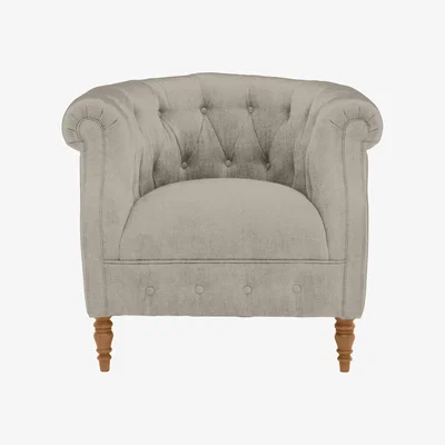Furniture Village Alexander and James - Chesterfield Collection Calvin Fabric Chair - Chamonix Linen - Oak Feet