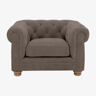 Furniture Village Alexander and James - Chesterfield Collection Hugo Fabric Chair - Wicker with Studs - Oak Feet