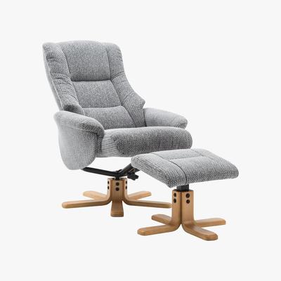 Furniture Village Galway Fabric Swivel Recliner Armchair with Footstool - By Furniture Village