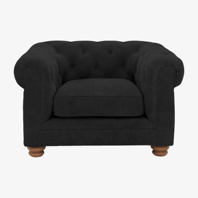Furniture Village Alexander and James - Chesterfield Collection Hugo Fabric Chair - Chocolate - Oak Feet