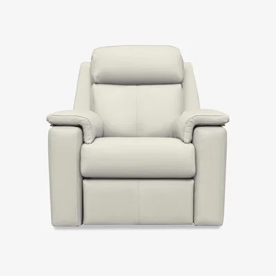 Furniture Village G Plan - Thornbury Leather Power Recliner Chair with Headrest and Power Lumbar - Light Grey