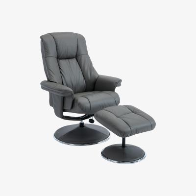 Furniture Village Troyes High-Back 360 Swivel Chair and Footstool - Grey