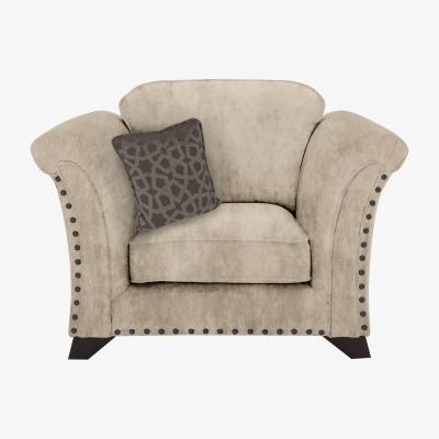 Furniture Village Holly Fabric Armchair With Studs - Beige