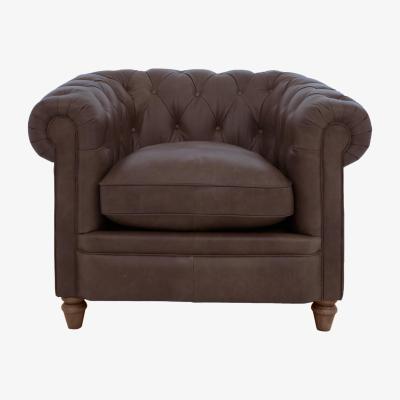 Furniture Village Alexander and James - Chesterfield Collection Ralph Leather Chair - Satchel Nutmeg - Dark Feet