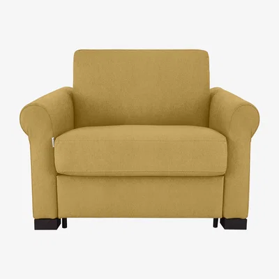 Furniture Village Nicoletti - Alcova Fabric Chair Sofa Bed with Scroll Arms - Yellow