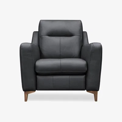 Furniture Village G Plan - Arlo Leather Power Recliner Chair - Cambridge Pet Blue with Walnut Feet