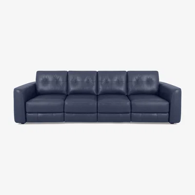 Furniture Village World of Leather - Drift 4 Seater Leather Power Glider Sofa - BV Ocean Blue - Sofas and Armchairs - In Time for Christmas