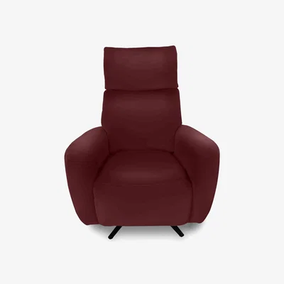 Furniture Village Designer Chair Collection Granada HW Leather Power Recliner Swivel Chair with Massage Feature - Deep Red