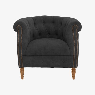 Furniture Village Alexander and James - Chesterfield Collection Calvin Fabric Chair - Boot with Studs - Oak Feet