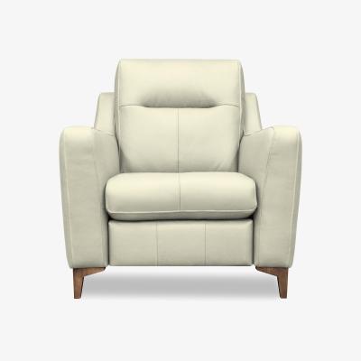 Furniture Village G Plan - Arlo Leather Chair - Cambridge Chalk with Walnut Feet