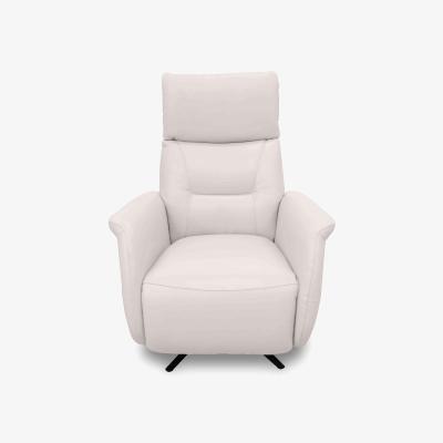 Furniture Village Designer Chair Collection Dusseldorf BV Leather Power Recliner Swivel Chair - Frost