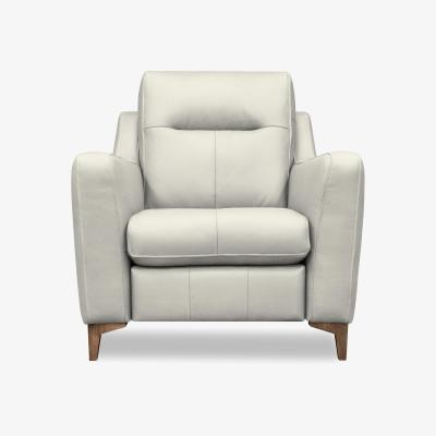 Furniture Village G Plan - Arlo Leather Power Recliner Chair - Light Grey with Walnut Feet