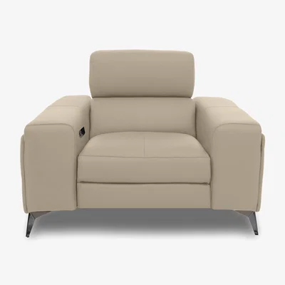 Furniture Village Action Leather Armchair with Manual Storage Arm - Dacota Pebble