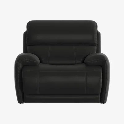 Furniture Village Link Leather Power Recliner Armchair with Power Headrest - Black