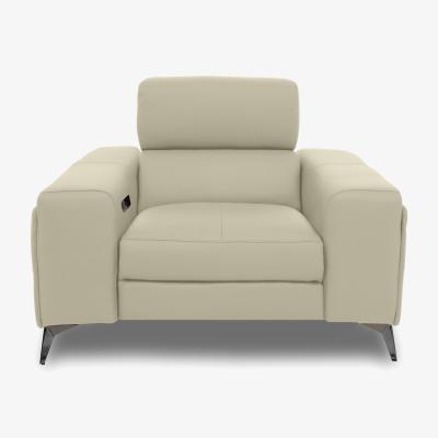 Furniture Village Action Leather Armchair with Manual Storage Arm - Natural Sand