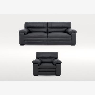 Furniture Village Cozee 3 Seater Leather Sofa and Leather Armchair Set - Shale Grey