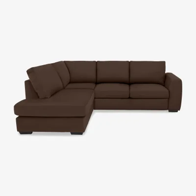 Furniture Village Dinky Leather Left Hand Facing Corner Chaise End Sofa - Sofas and Armchairs