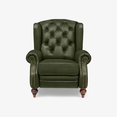 Furniture Village At The Helm - Shackleton Leather Wing Chair - Emerald