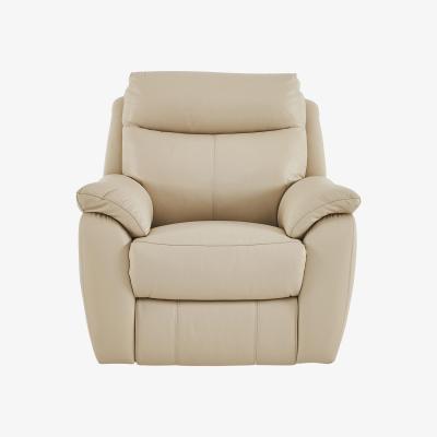 Furniture Village Snug Leather Power Recliner Armchair - Beige- World of Leather